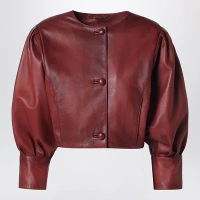 Chloé Short Burgundy Jacket In Plongé Nappa Leather In Brown