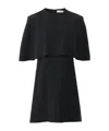 Chloé Short Cape Dress In Viscose Crêpe Black Size 12 50% Acetate, 47% Viscose, 3% Elastane In Black