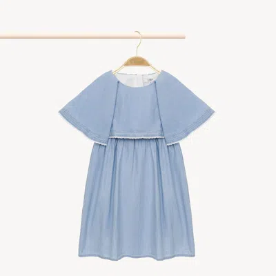 Chloé Light Cotton Denim Dress In Light Blue