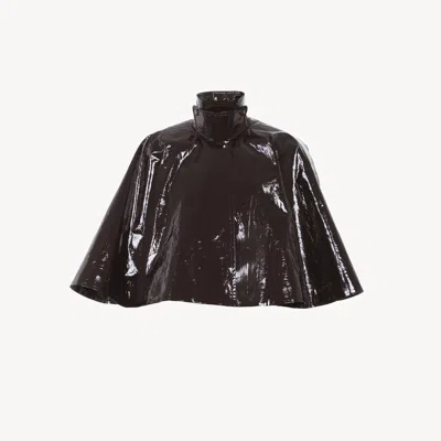 Chloé Cape Courte En Coton Laqué Brillant Femme Brun Taille L 100% Coton In Brown