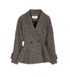 Chloé Double-breasted Herringbone Oversized Peplum Coat In Brown