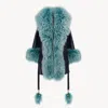 Chloé Chloe Shearling-embellished Leather Jacket In Blue