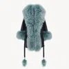 Chloé Chloe Shearling-embellished Leather Jacket In Blue