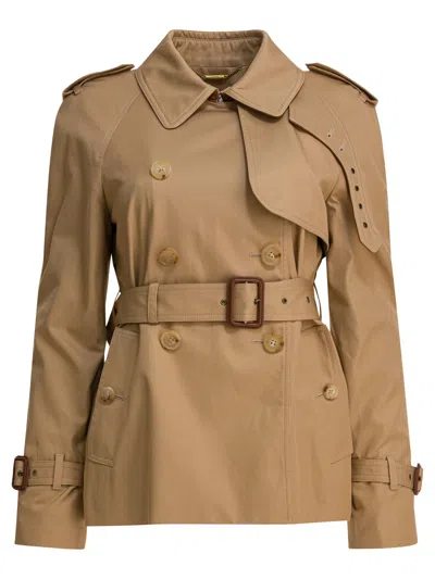 Chloé Short Cotton Gabardine Trench Coat In Neutral