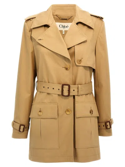 Chloé Short Cotton Satin Trench Coat
