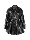 Chloé Belted Jacket In Shiny Coated Cotton In Black