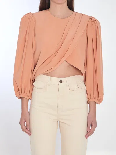Chloé Short Draped Top In Pink
