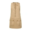 Chloé Satin Cotton Dress With Button And Slit In Brown