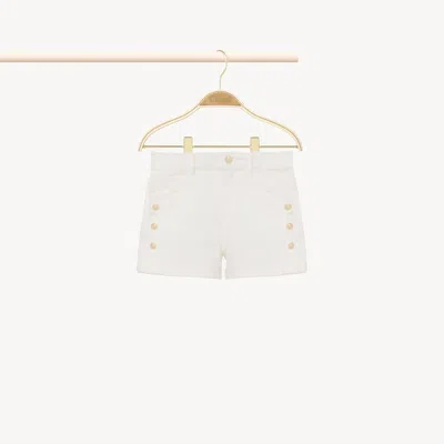 Chloé Short En Jean Femme Blanc Taille 6 100% Coton In White