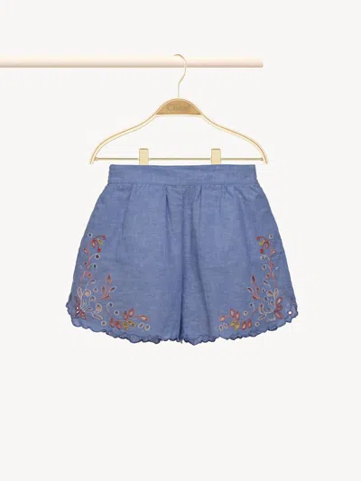 Chloé Short Fille Bleu Taille 6 100% Coton