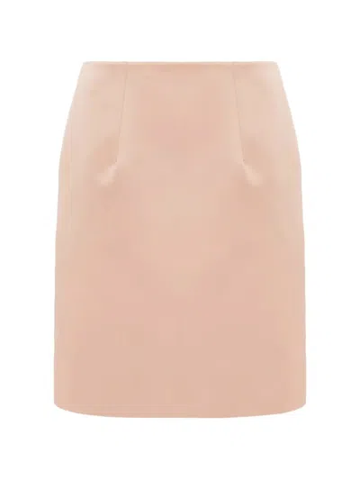 Chloé Short Fitted Skirt In Duchesse Satin In Pink