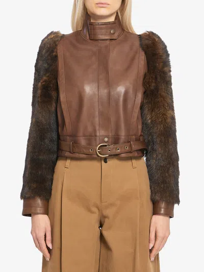 CHLOÉ SHORT HIGHNECK LEATHER JACKET