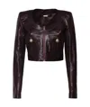 Chloé Bordeaux Cropped Jacket With U Neck In Leather Woman In Burgundy