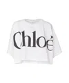 Chloé White Cropped T-shirt With Logo Lettering Print In Cotton Woman In White