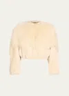 Chloé Short Mongolian Shearling Jacket In Eden White