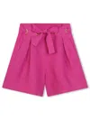 Chloé Girl's Linen Shorts With Eyelets In Pink