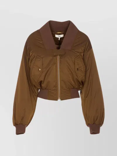 CHLOÉ SHORT RIBBED COLLAR SNAP BUTTON JACKET