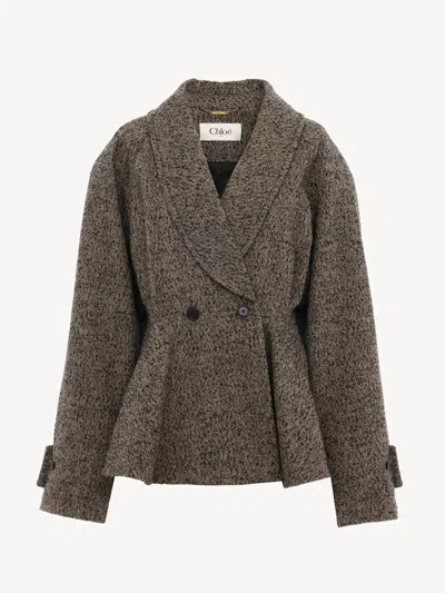 Chloé Short Riding Coat In Gray