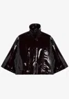 Chloé Short Shiny Lacquered Cape In Dark Brown