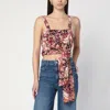 Chloé Floral Silk Cropped Top In Pink
