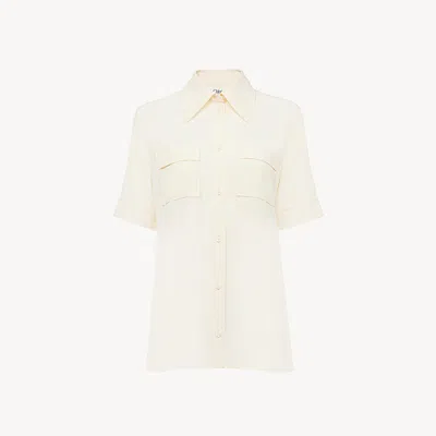 Chloé Short-sleeve Blouse In Crêpe De Chine In White