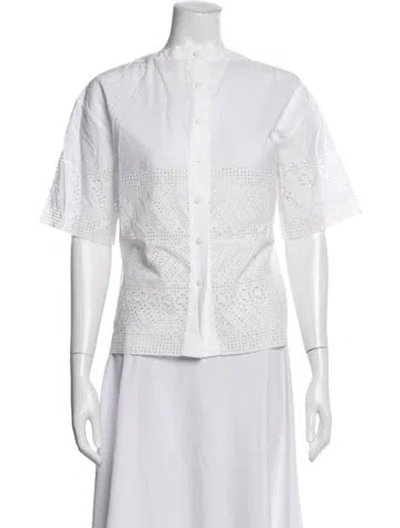 Pre-owned Chloé Short Sleeve Blouse In White