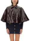 Chloé Short Brown Shiny Cotton Cape In Brown