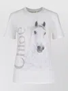 Chloé Cotton Crew Neck Graphic Short Sleeve T-shirt In White
