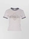 Chloé Short Sleeve Crew Neck T-shirt With Contrast Trim In Gray