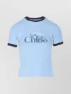 Chloé Short Sleeve Crewneck Top With Contrast Trim In Multi