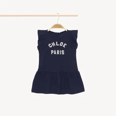 Chloé Kids' Robe À Manches Courtes Femme Bleu Taille 15-18 100% Coton In Blue