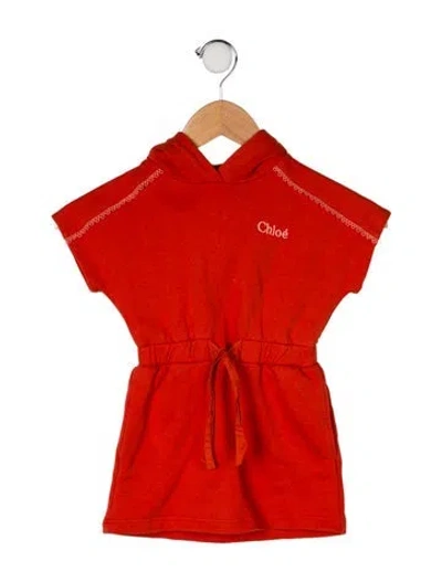 Pre-owned Chloé Babies' Short Sleeve Hooded Dress In Red