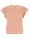 Chloé Cap-sleeved Wool Knit Top In Pink