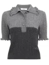 Chloé Two-tone Cable-knit Wool And Cashmere-blend Polo Shirt In Multi