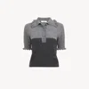 Chloé Two-tone Cable-knit Wool And Cashmere-blend Polo Shirt In Gray