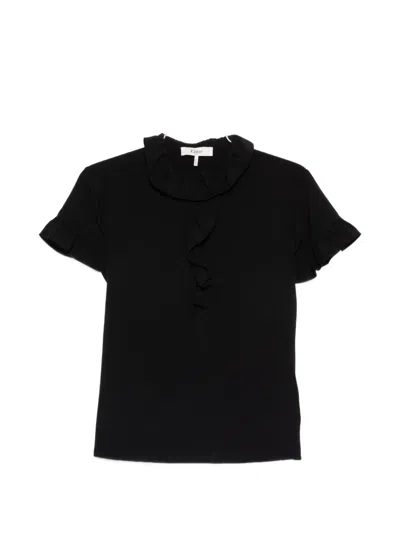 Chloé Short-sleeve Ruffle Blouses In Black