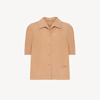 Chloé Short-sleeve Shirt In Cotton Poplin In Yellow