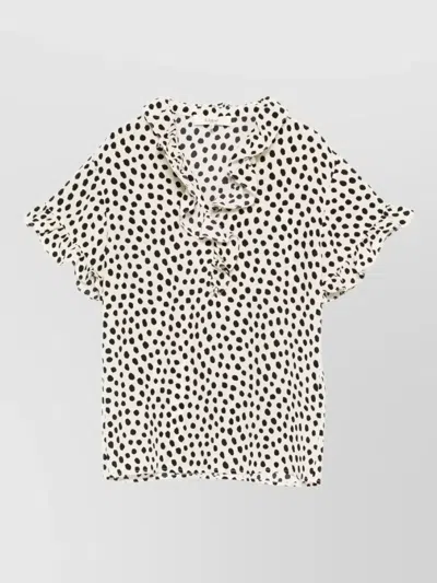 Chloé Short Sleeve Shirt Polka Dots Ruffled Collar In Multi