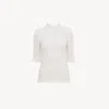 Chloé Ruffle-cuff Pointelle Wool Cashmere Top In White