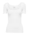 Chloé T-shirt Aderente In Cotone Con Scollo Profondo In White
