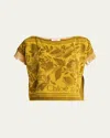 Chloé Short-sleeve Towelling Boxy Top In Gold