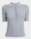 Chloé Wool Knit Polo T-shirt In Iced Blue