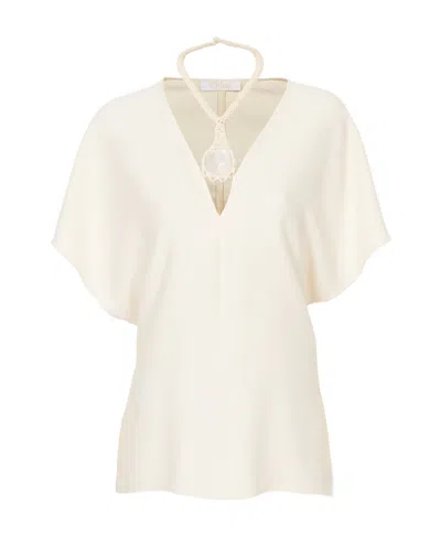 Chloé Short-sleeved Blouse In White