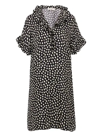CHLOÉ SHORT-SLEEVED DOTS-PRINT SILK JACQUARD MINI DRESS