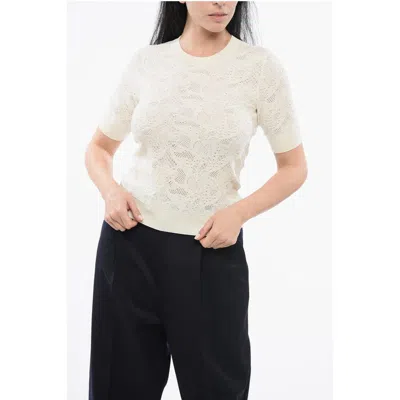 Chloé Short-sleeved Jacquard Silk Blend Sweater