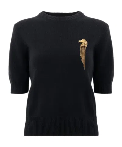 Chloé Short-sleeved Knitted Pullover In Black