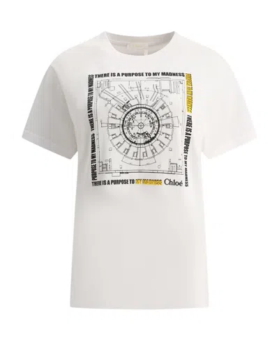 Chloé Short-sleeved Round Collar T-shirt In White