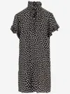 Chloé Short-sleeved Dots-print Silk Jacquard Mini Dress Clothing In Black