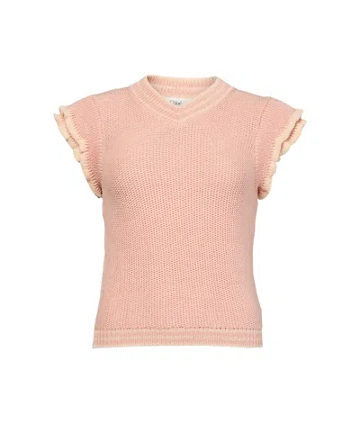 Chloé Short-sleeved Sweater In Pinky Orange