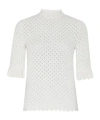 Chloé Ruffle-cuff Pointelle Wool Cashmere Top In White